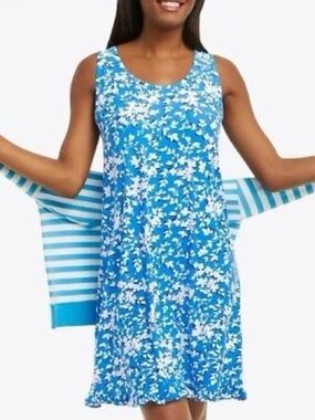 NWT Draper James Blue Floral Sleeveless Ruffle Nightie Size XXL/XXXL Coastal